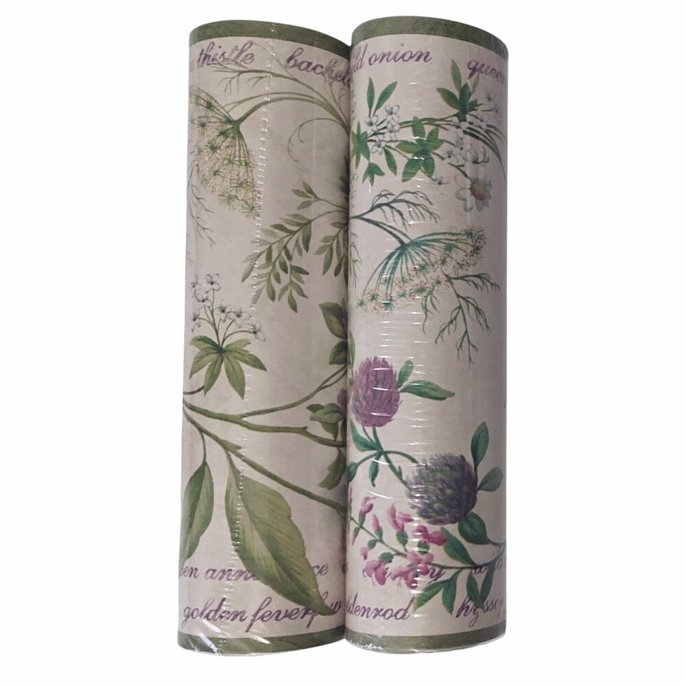2 Rolls Vintage Wallpaper Border New Garden Herbs Wildflowers Earthy Cottage